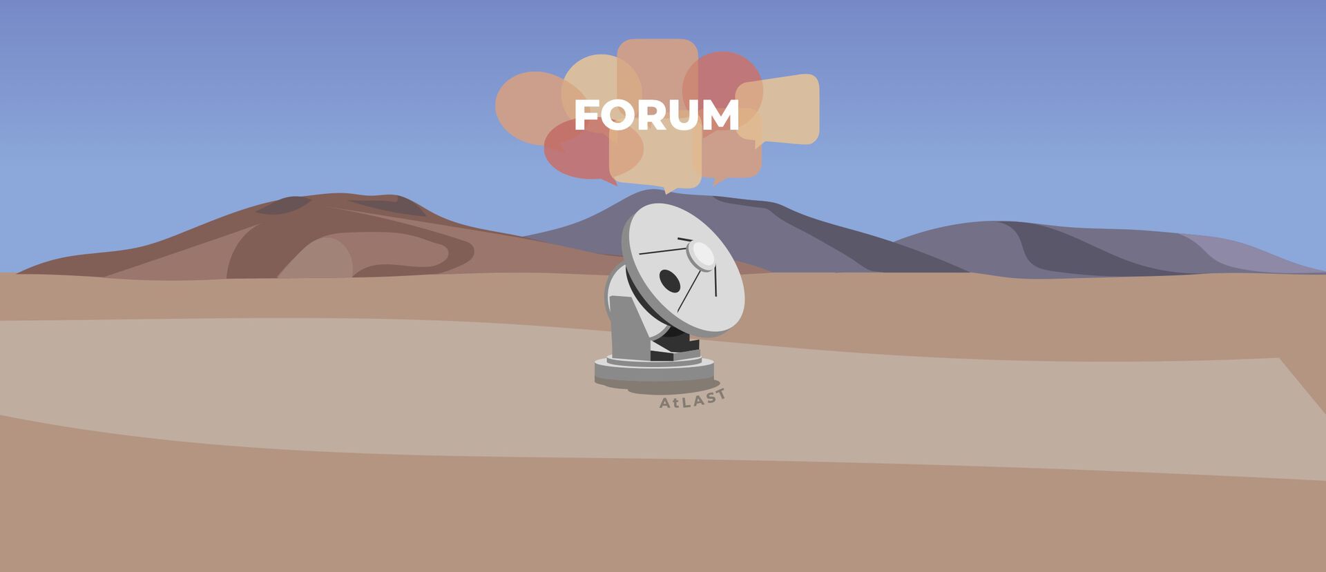 illustration of an antenna in the desert chilean landscape