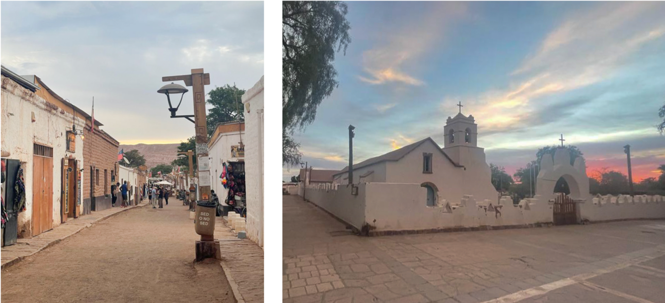 photo of a street and a church in a chilean village