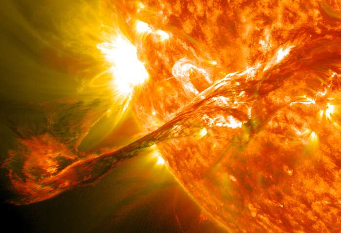 picture of a solar flare erupting on the surface of the Sun
